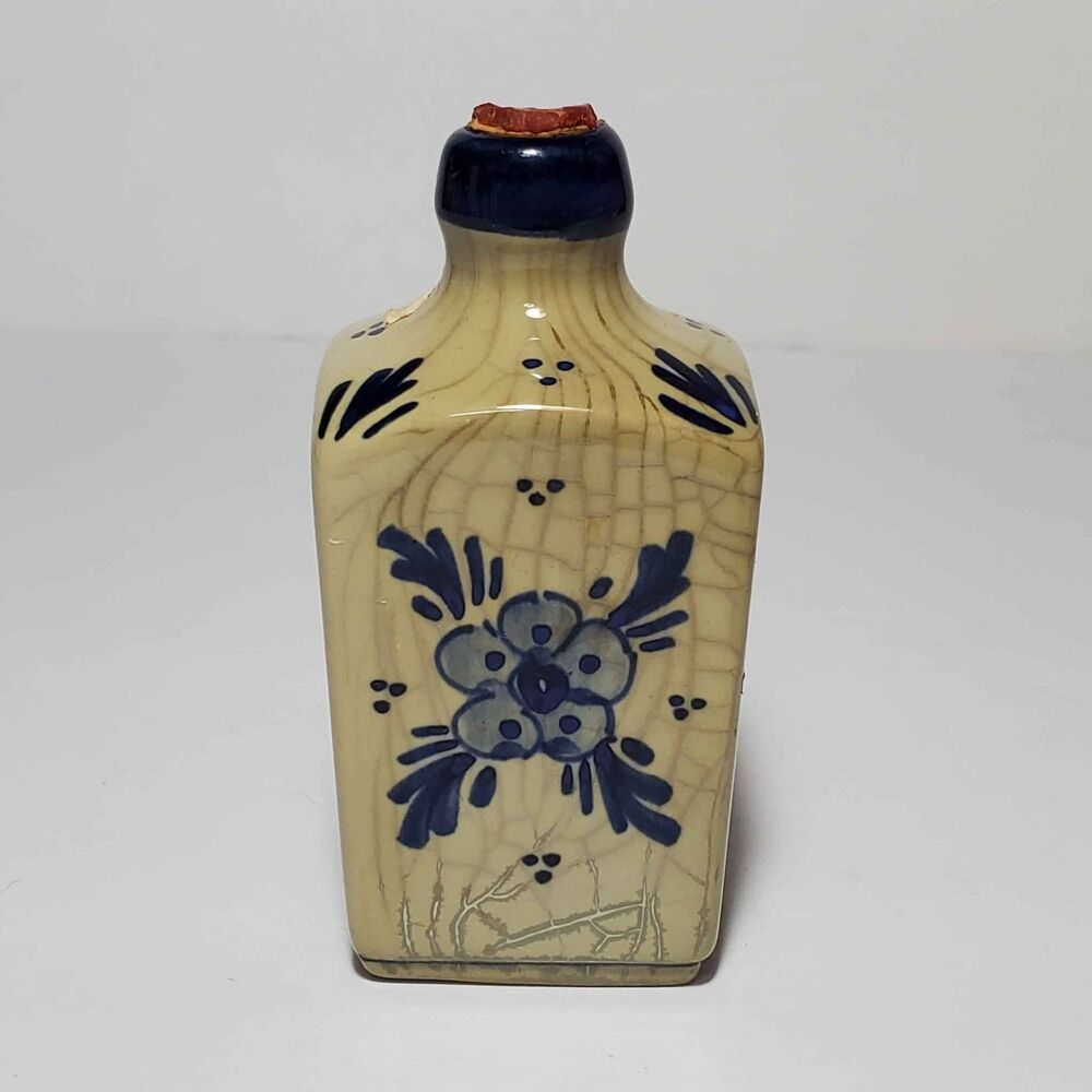 Delft Small Bottle with Cork Blue Floral Windmill